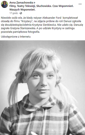 Krystyna Sienkiewicz na castingu do filmu Krzyżacy