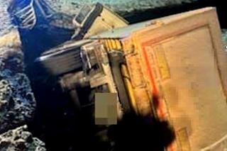 Trudne warunki na drogach w woj. lubelskim. Ciężarówka wpadła do kanału 