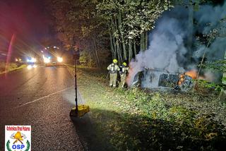 Pożar samochodu na trasie Złocieniec - Siecino.