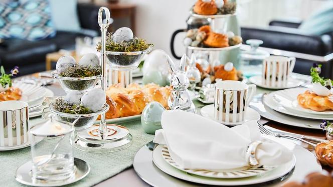 Stół wielkanocny w stylu glamour
