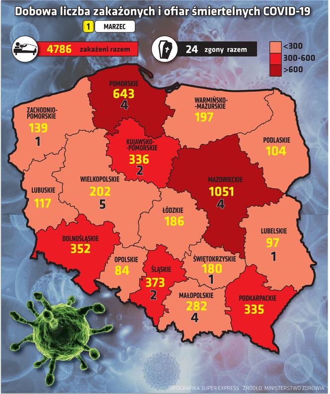 koronawirus w Polsce województwa 1 3 2021