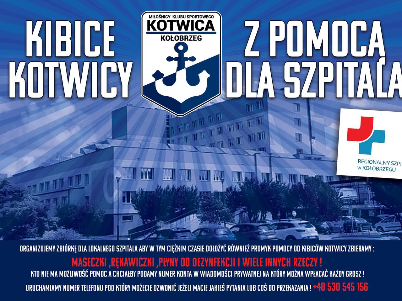 Kibice Kotwicy Kołobrzeg chcę wesprzeć kołobrzeski szpital 