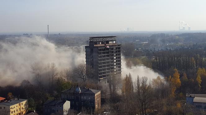 Wyburzanie Szkieletora w Sosnowcu