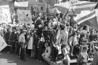 Powrót piłkarskiej reprezentacji Polski z Mistrzostw Świata w Republice Federalnej Niemiec - powitanie na lotnisku Okęcie, 1974 rok