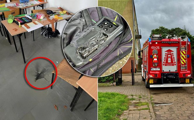 Wybuch w szkole! Telefon eksplodował w plecaku ucznia.