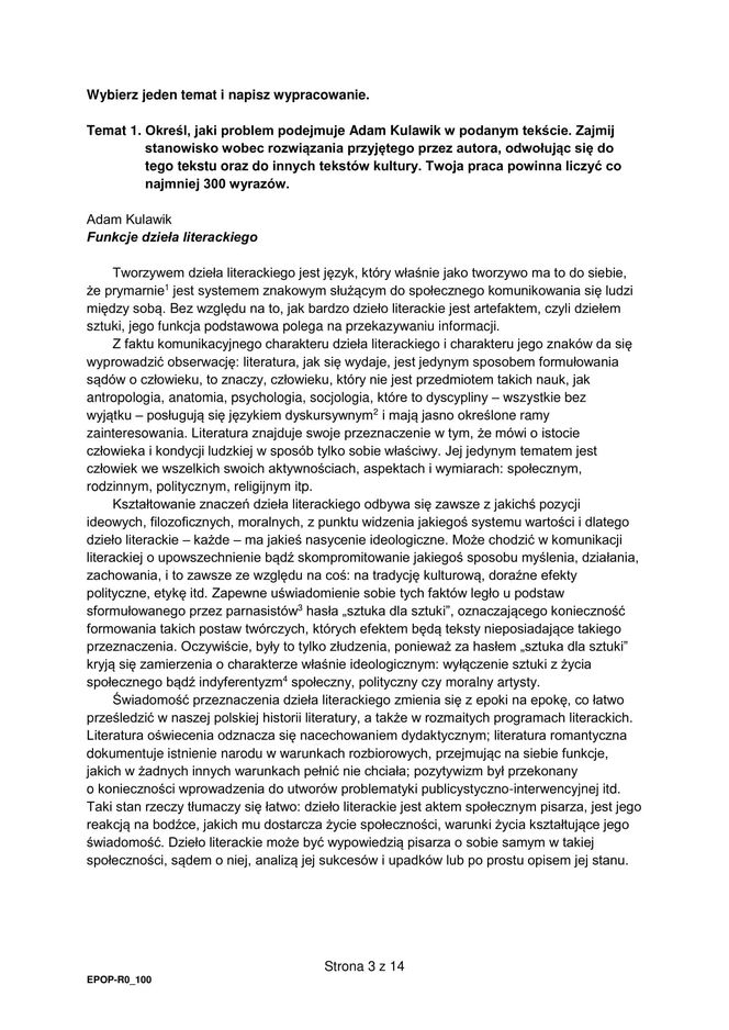 Matura 2025 polski rozszerzony 21.05.2025: Arkusz CKE - Formuła 2015