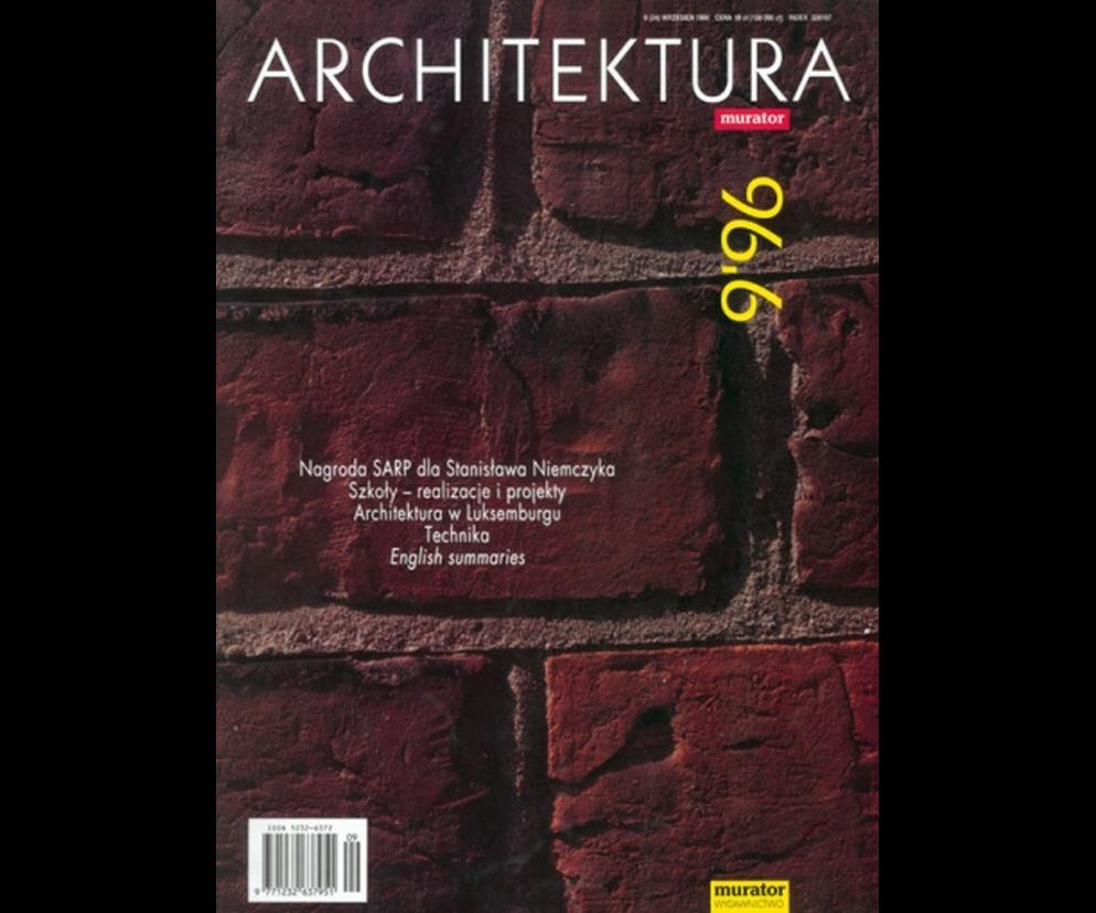 Okładka Miesięcznik Architektura 09/1996
