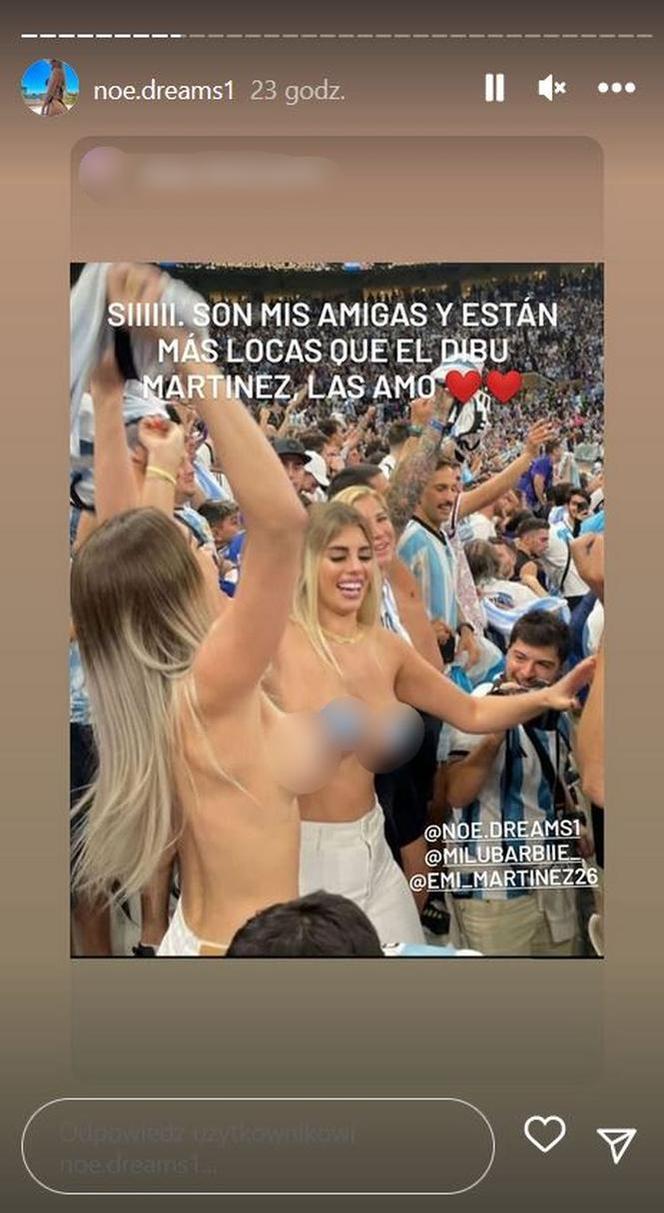 Argentyńska fanka rozebrała się na trybunach