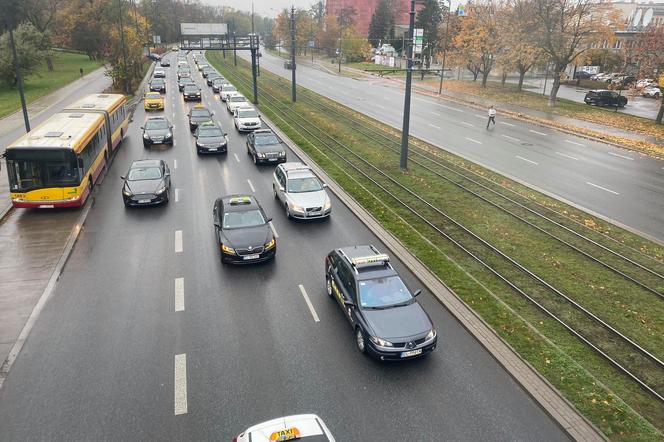 Protest taksówkarzy w Łodzi 