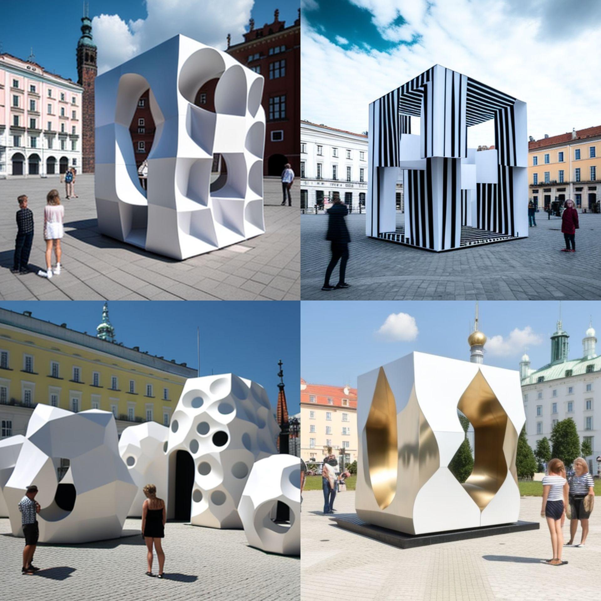 Propozycja instalacji podejmującej temat hałasu w mieście wygenerowana przez AI 