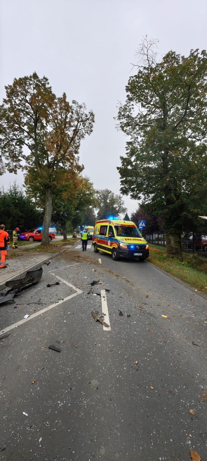 Zderzenie autobusu miejskiego z osobówką w Wilkowicach koło Leszna