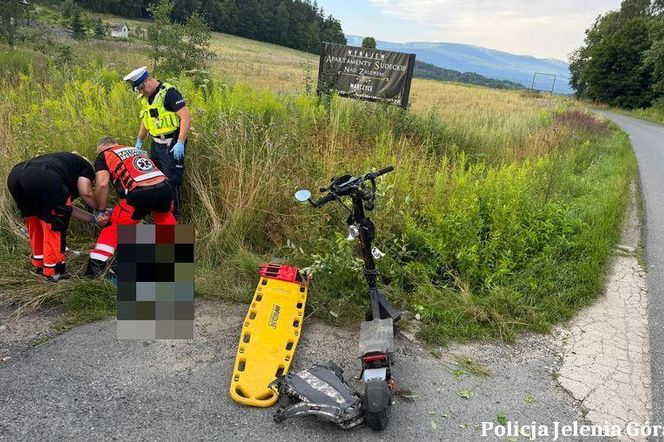 53-latek na hulajnodze uderzył w przepust. Ciężko ranny trafił do szpitala 