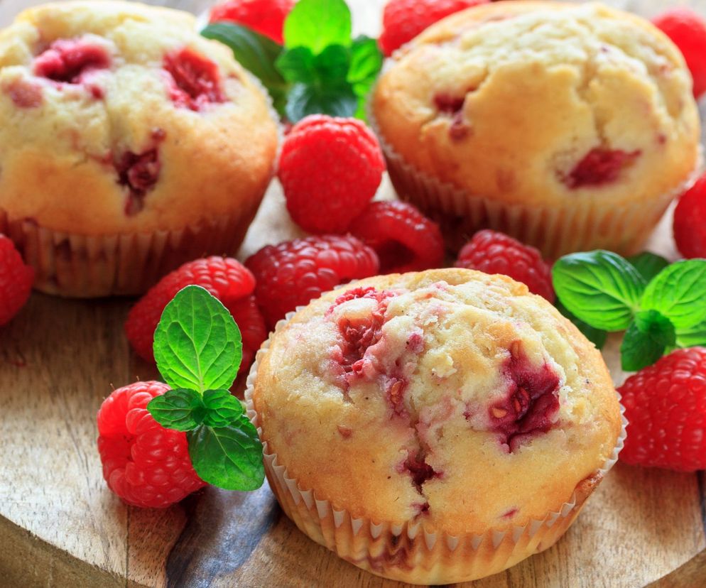 waniliowe muffiki z malinami