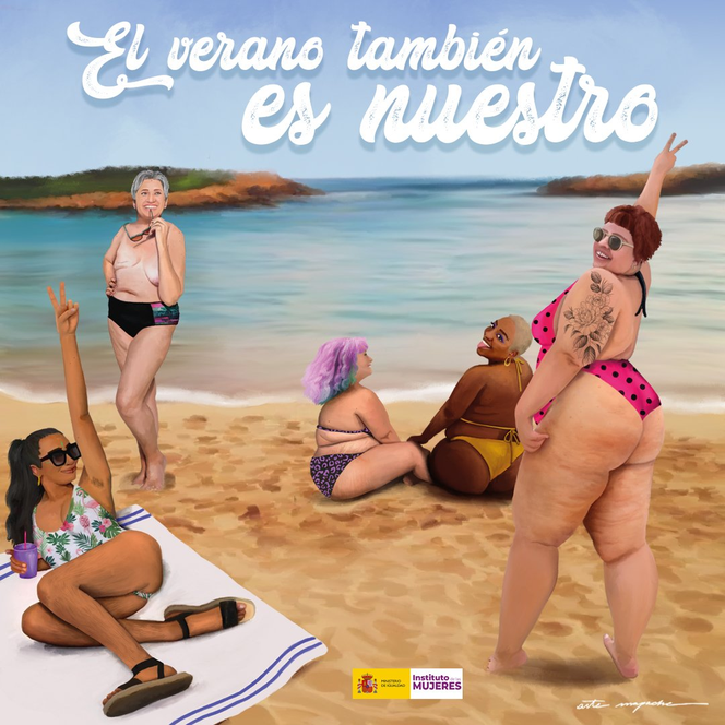 Cualquiera bueno para la playa.  El gobierno español está llevando a cabo una campaña de positivismo corporal
