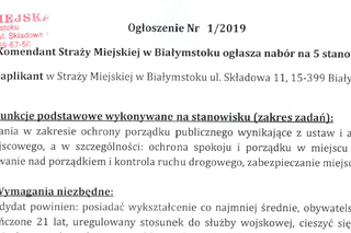 Praca w białostockiej straży miejskiej. Jest pięć ofert pracy