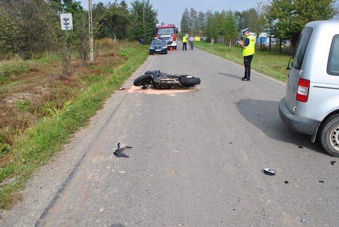 Wypadek z udziałem motocyklisty w Zręcinie na Podkarpaciu