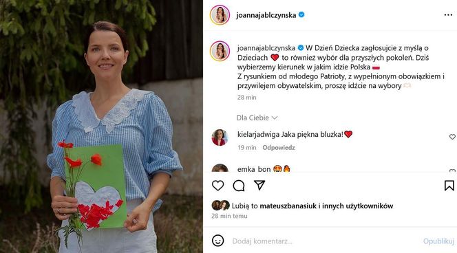 Wybory Prezydenckie 2025. Jak głosowały gwiazdy? Joanna Jabłczyńska