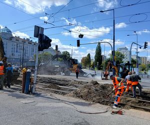Tramwajowy remont pl. Zawiszy w Warszawie
