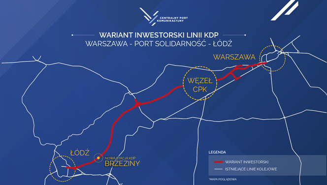 Wariant Inwestorski linii KDP Warszawa – Port Solidarność - Łódź