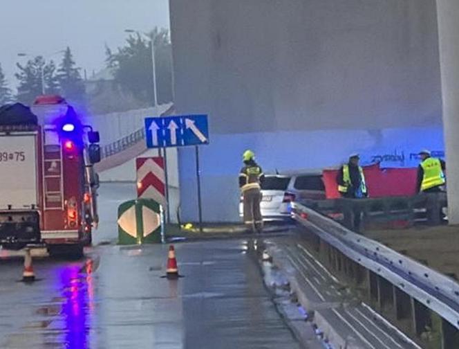 Z impetem gruchnął w wiadukt. Poduszki powietrzne wybuchły, ale kierowca zginął na miejscu
