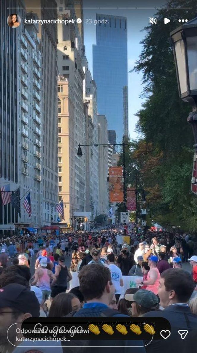 Katarzyna cichopek dopinguje męża na Maratonie Nowojorskim