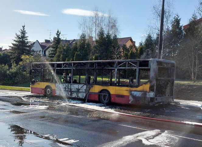 Autobus miejski spłonął doszczętnie na środku ulicy! Szok w Łodzi [ZDJĘCIA]