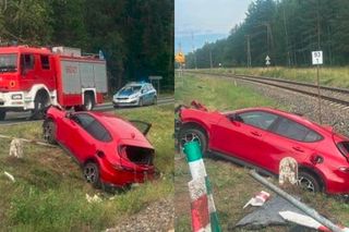 Wypadek na Mazurach. Szynobus zderzył się z osobówką. Dwie osoby w szpitalu