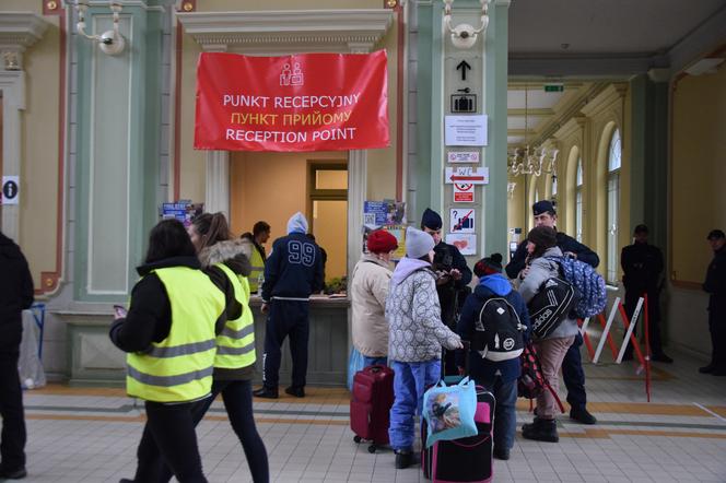 Uchodźcy z Ukrainy w punkcie recepcyjnym