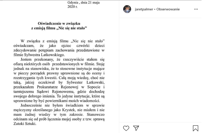 Oświadczenie Jarosława Bieniuka