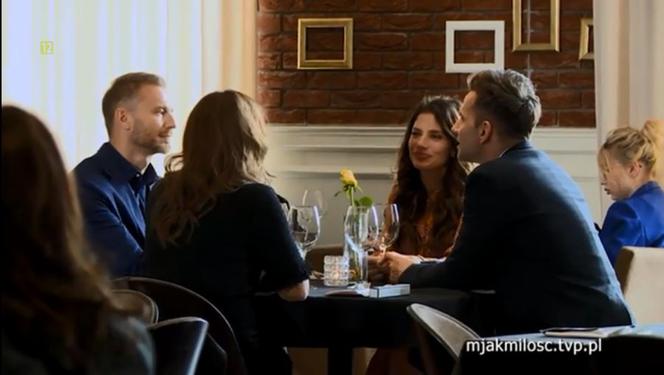 M jak miłość. Budzyński (Krystian Wieczorek), Magda (Anna Mucha), Anka (Weronika Rosati), Kamil (Marcin Bosak)