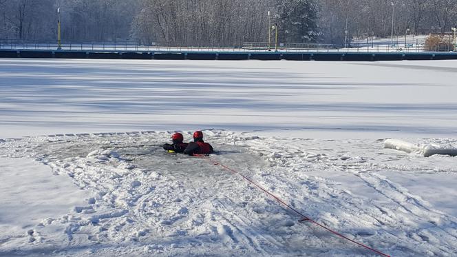 Pokazy ratownictwa lodowego na terenie kąpieliska Słupna w Mysłowicach