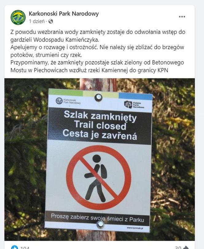 Karkonosze zamknięte! Śnieg i zadymka, niżej lawiny z błota i kamieni