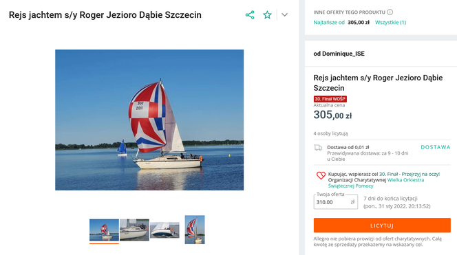 Rejs jachtem s/y Roger Jezioro Dąbie