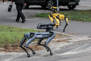Robopies odwiedził i ćwiczył z warszawskimi policjantami