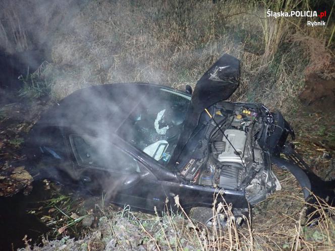 Rybnik: Jechała tak szybko, że wykąpała samochód w zalewie! [ZDJĘCIA]