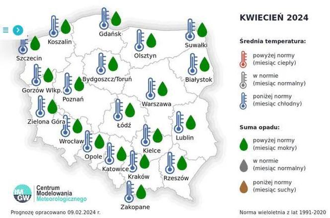 Prognoza długoterminowa dla Podkarpacia do wakacji