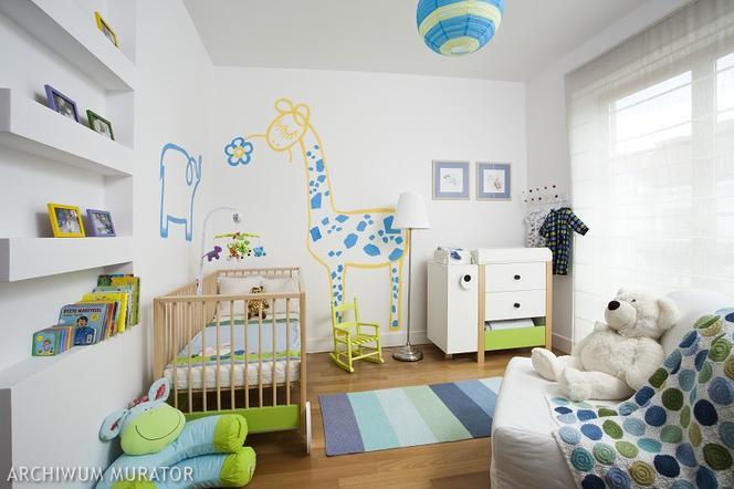 Niebiesko-zielony pokój dla chłopca: kropki i paski