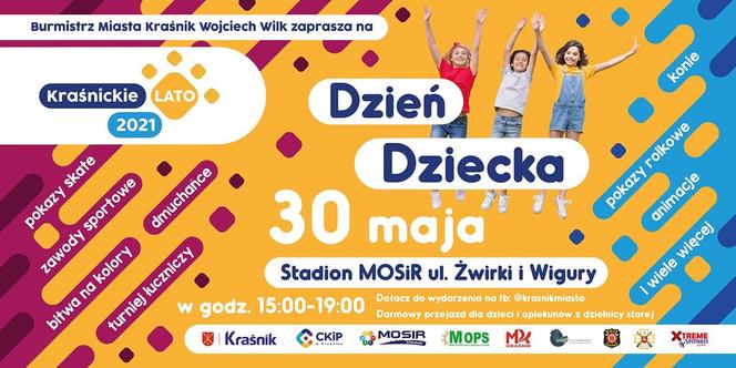 Plakat informujący o kraśnickim Dniu Dziecka