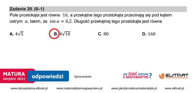 Matura 2022: matematyka, poprawka. Arkusz PDF
