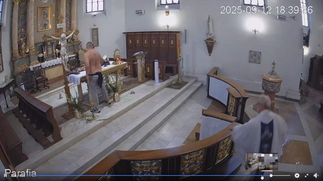 Półnagi mężczyzna przerwał mszę. Krzyczał, był agresywny