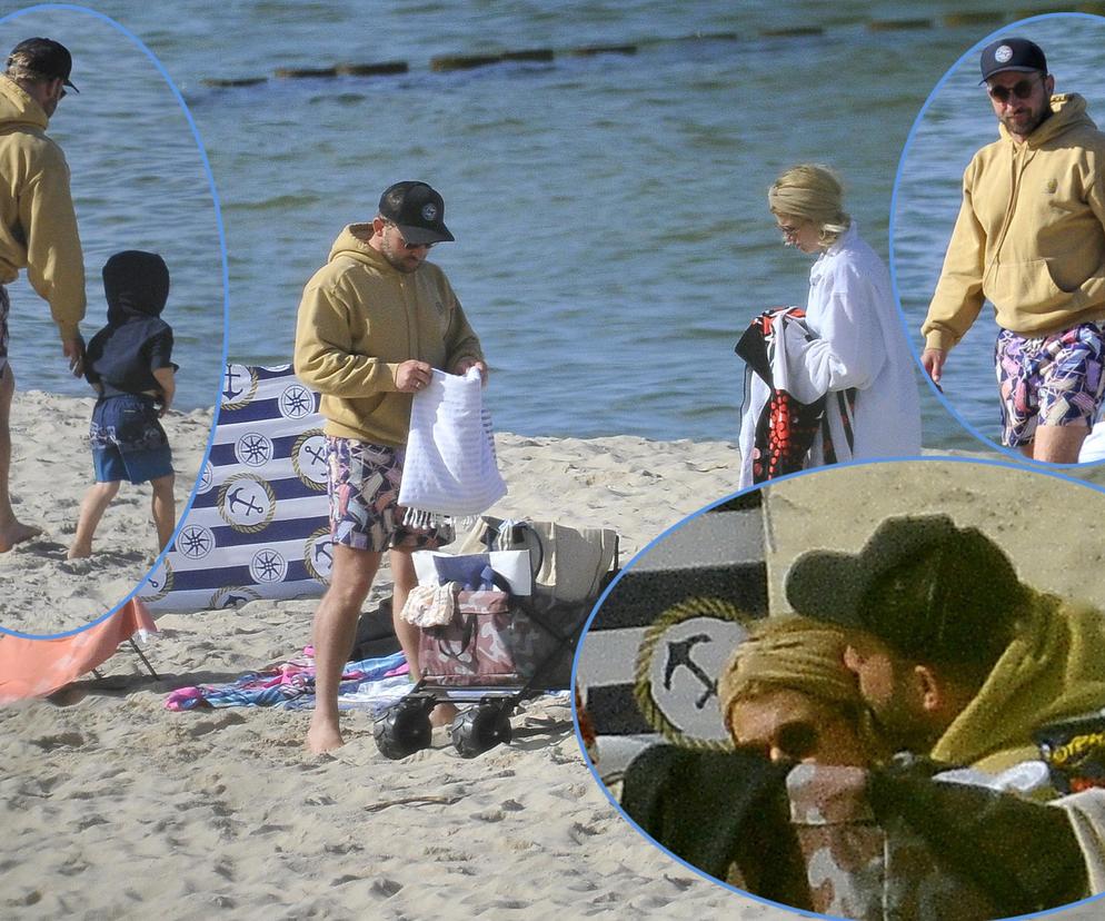 Borys Szyc z rodziną na plaży