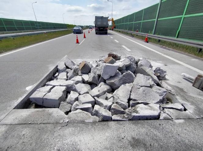 Tak wyglądała naprawa betonowej nawierzchni na A1 w okolicach Łodzi