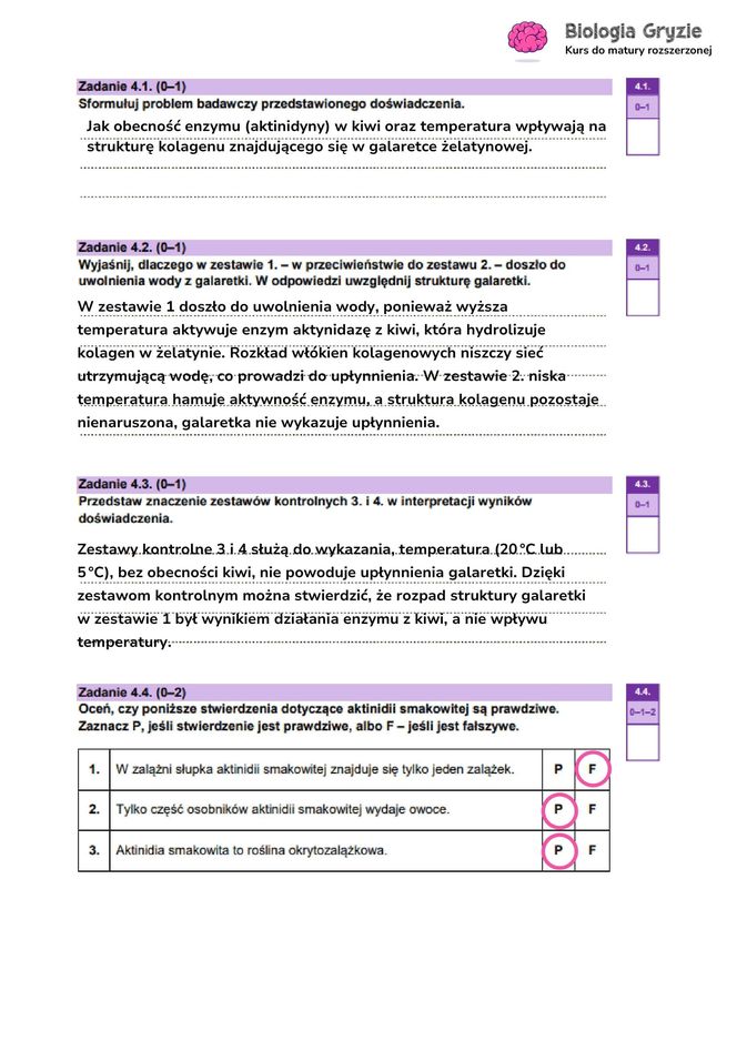 Matura biologia 2025 - odpowiedzi