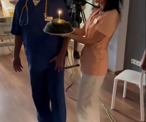 Na dobre i na złe na planie. Tretter (Piotr Garlicki), Asia (Joanna Pach-Żbikowska)