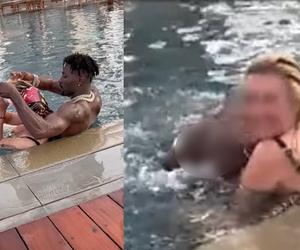 Gwiazdor futbolu pokazywał penisa i pośladki na basenie obcej kobiecie. Koledzy go gorąco dopingowali, obrzydliwe zachowanie 