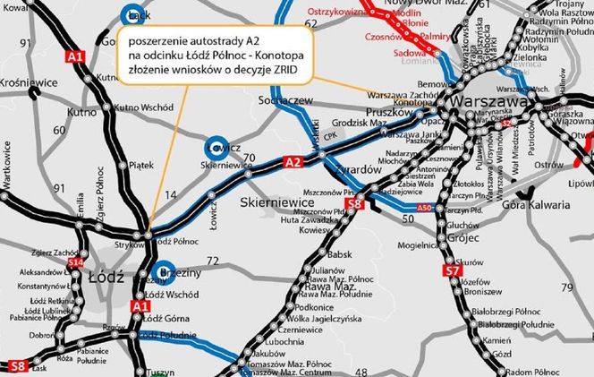 Poszerzenie autostrady A2 Łódź - Warszawa coraz bliżej