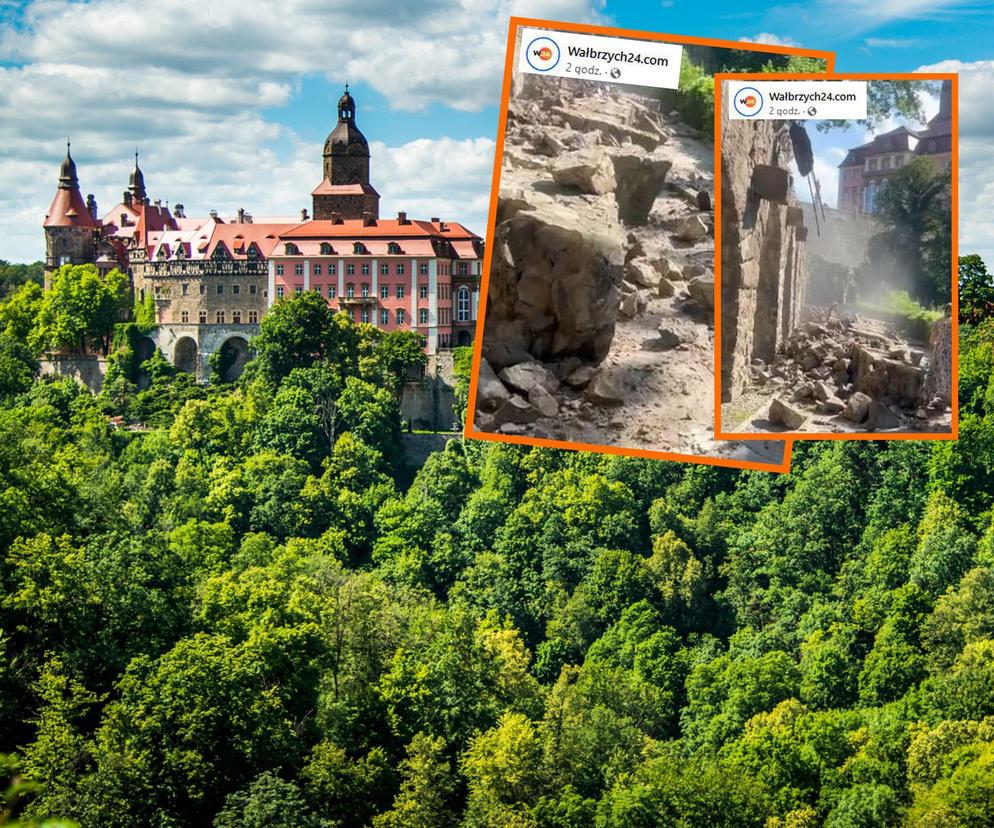 Zawalił się fragment muru przy Zamku Książ w Wałbrzychu