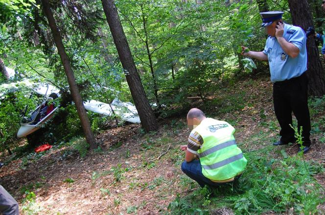 Wypadek szybowca, roztrzaskał się w lesie