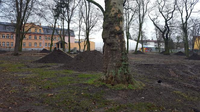 Tu na razie jest... Trwa modernizacja dwóch parków miejskich w Lesznie 