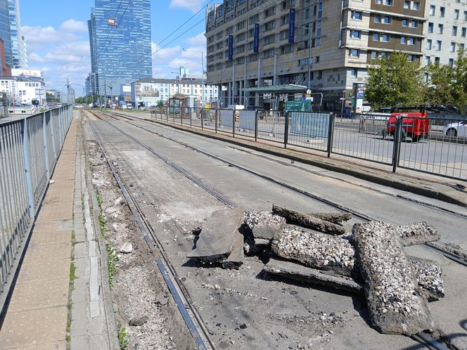 Tramwajowy remont pl. Zawiszy w Warszawie